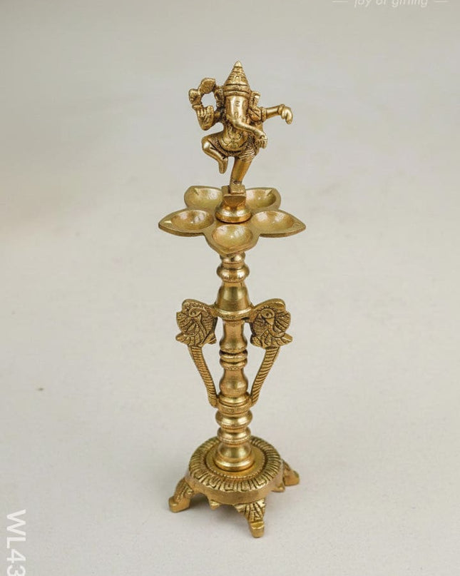 Brass Ganesha Kuthu Vilaku - WL4390 - Brass Diya