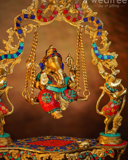 Brass Ganesha On Jhoola - Wl0558 Figurines