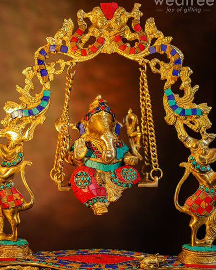 Brass Ganesha On Jhoola - Wl0558 Figurines