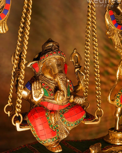 Brass Ganesha On Jhoola - Wl0558 Figurines