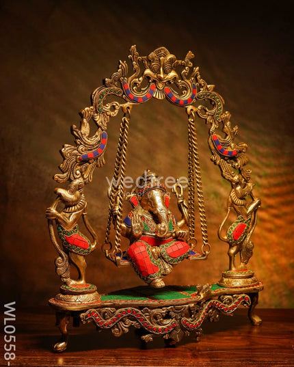 Brass Ganesha On Jhoola - Wl0558 Figurines