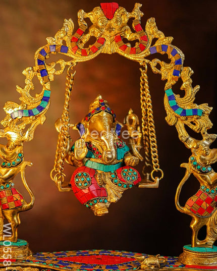 Brass Ganesha On Jhoola - Wl0558 Figurines