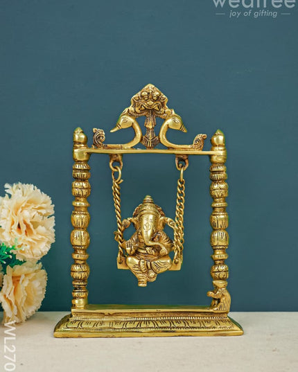 Brass Ganesha On Jhoola - Wl2701 Figurines