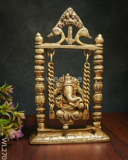 Brass Ganesha On Jhoola - Wl2701 Figurines