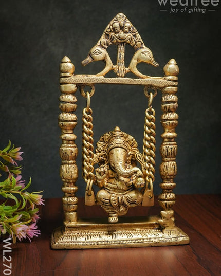 Brass Ganesha On Jhoola - Wl2701 Figurines