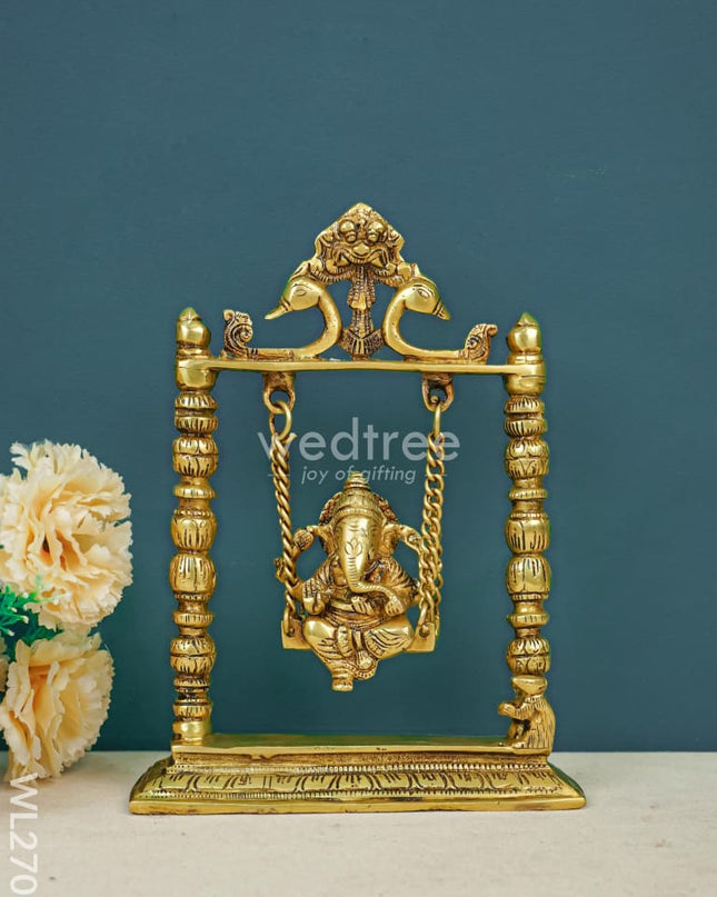 Brass Ganesha On Jhoola - Wl2701 Figurines