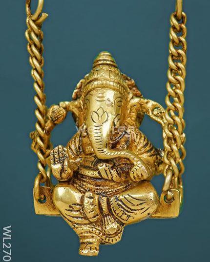Brass Ganesha On Jhoola - Wl2701 Figurines