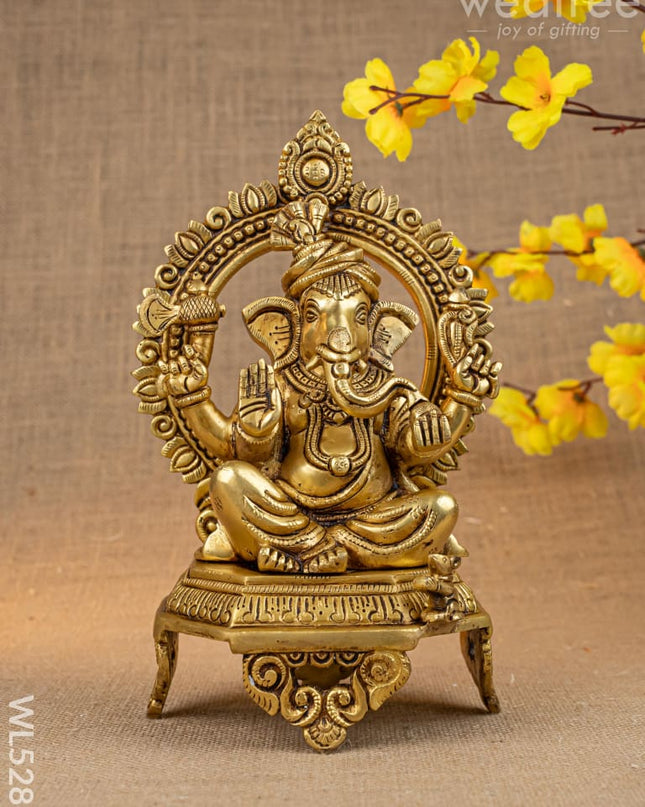 Brass Ganesha on Peetam - 10 inch - WL5286 - Brass Figurines