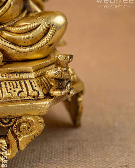 Brass Ganesha on Peetam - 10 inch - WL5286 - Brass Figurines