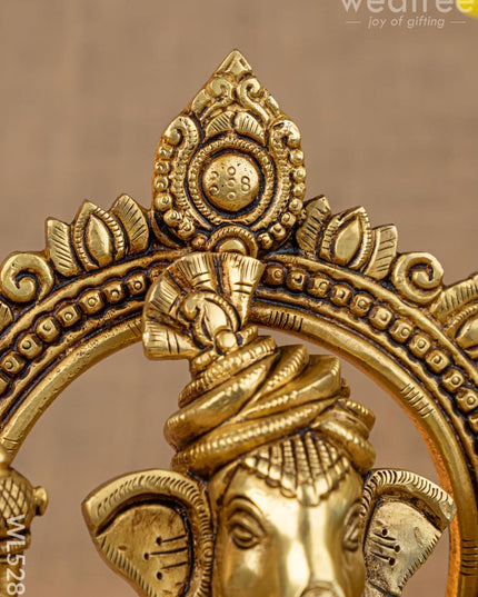Brass Ganesha on Peetam - 10 inch - WL5286 - Brass Figurines
