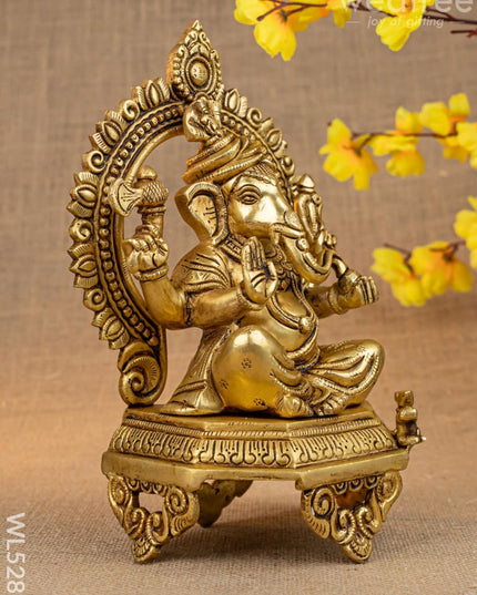 Brass Ganesha on Peetam - 10 inch - WL5286 - Brass Figurines