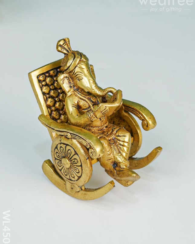 Brass Sitting Ganesha With Book - Wl4504 Figurines
