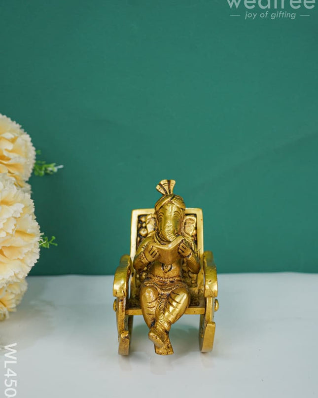 Brass Sitting Ganesha With Book - Wl4504 Figurines