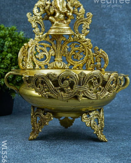Brass Ganesha Urli - 12 inch - WL5567 - Brass Urli