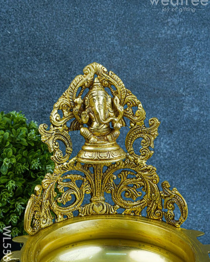 Brass Ganesha Urli - 12 inch - WL5567 - Brass Urli