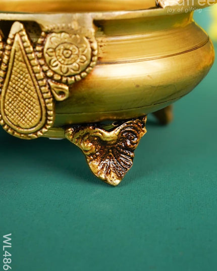 Brass Ganesha Urli - 7 inch - WL4869 Brass Urli