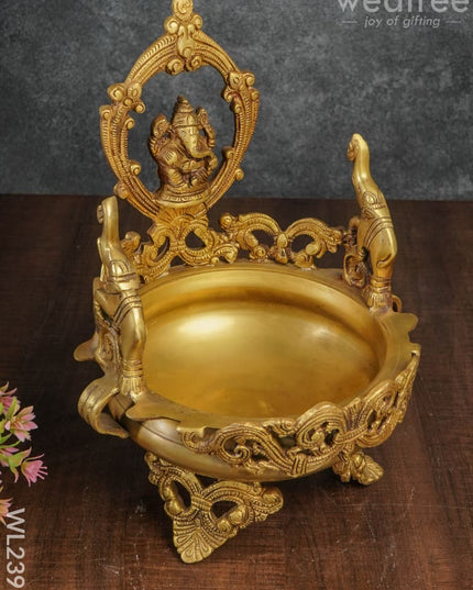 Brass Ganesha Urli - Wl2398