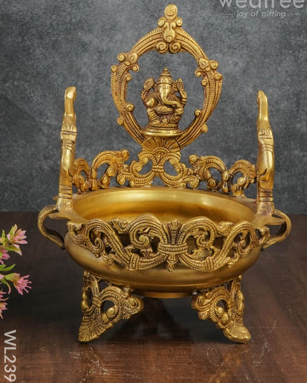 Brass Ganesha Urli - Wl2398