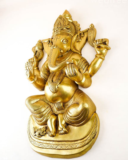 Brass Ganesha Wall Hanging - 24 inch - WL5976 - Brass Wall Hanging