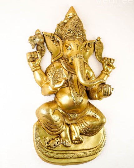 Brass Ganesha Wall Hanging - 24 inch - WL5976 - Brass Wall Hanging