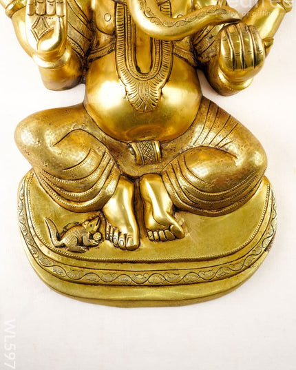 Brass Ganesha Wall Hanging - 24 inch - WL5976 - Brass Wall Hanging
