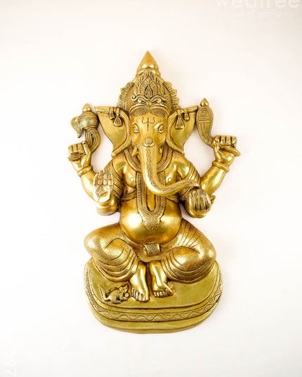 Brass Ganesha Wall Hanging - 24 inch - WL5976 - Brass Wall Hanging