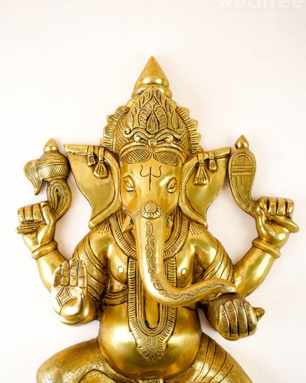 Brass Ganesha Wall Hanging - 24 inch - WL5976 - Brass Wall Hanging