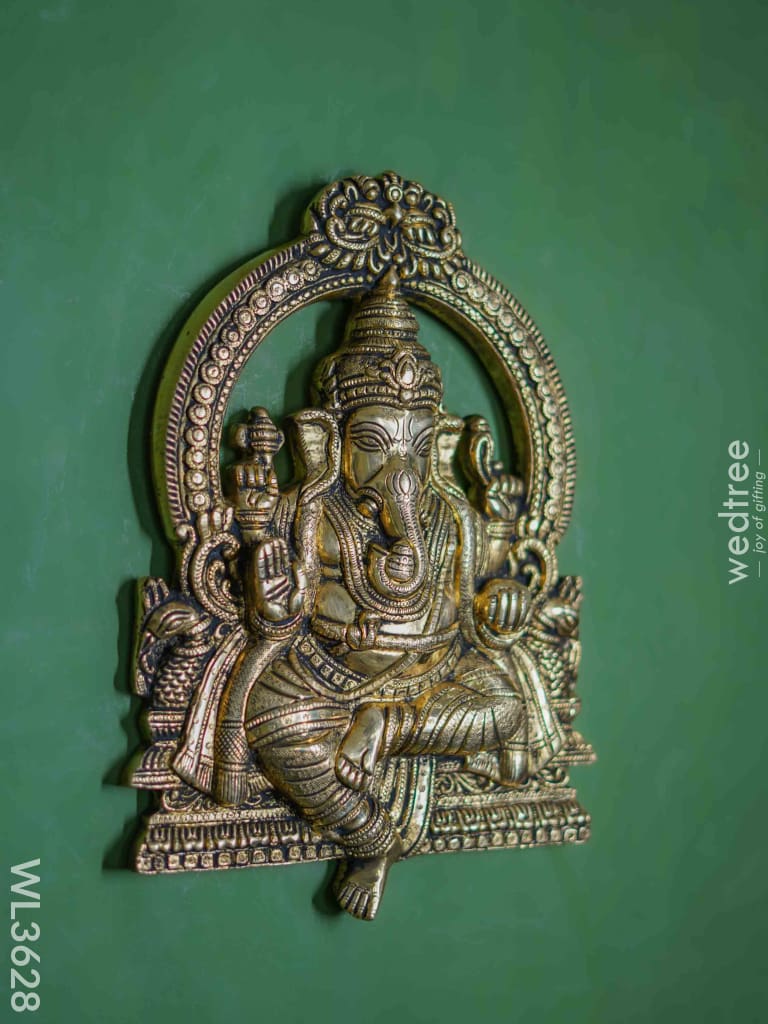Brass Ganesha Wall Hanging - Wl3628 Figurines
