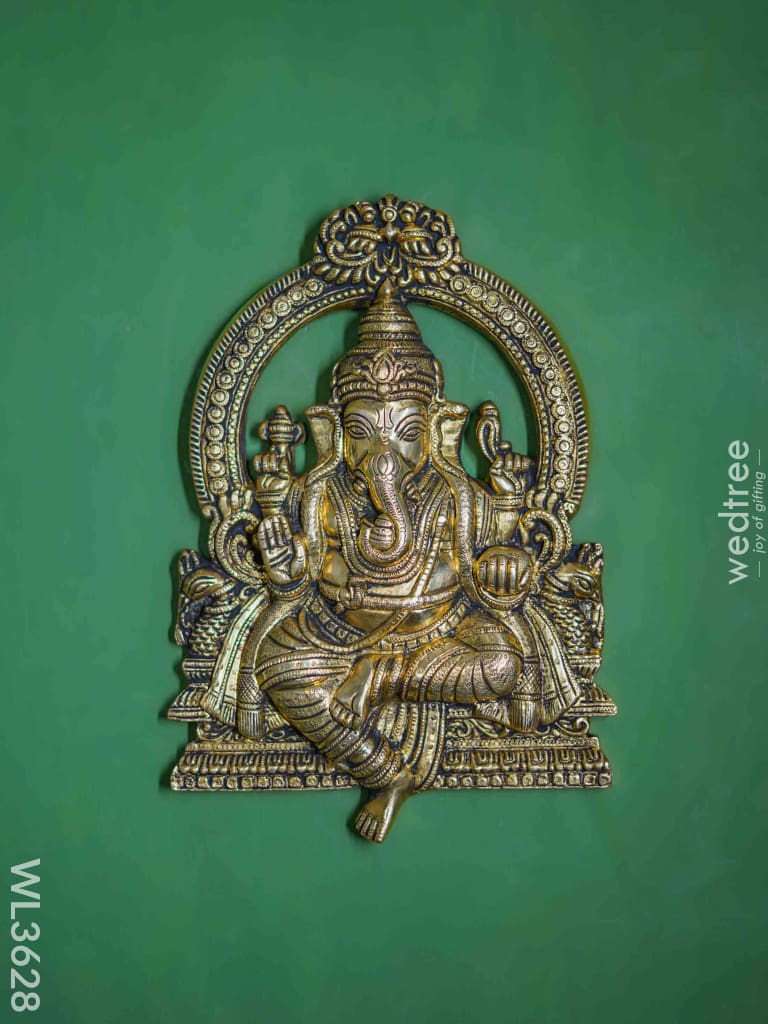 Brass Ganesha Wall Hanging - Wl3628 Figurines