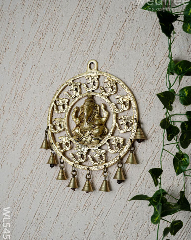 Brass Ganesha with Bells Wall Hanging - 9 inch - WL5459 - Brass Wall Hanging