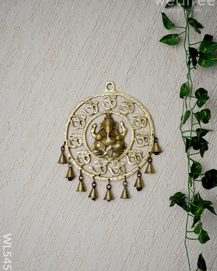 Brass Ganesha with Bells Wall Hanging - 9 inch - WL5459 - Brass Wall Hanging