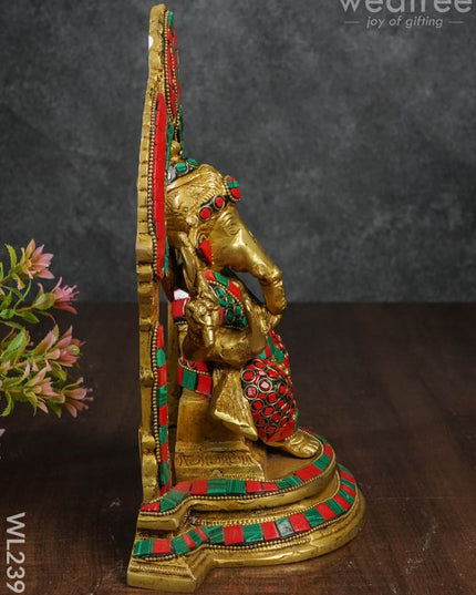 Brass Ganesha With Stone Work - Wl2397 Figurines