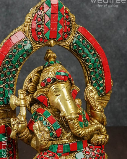 Brass Ganesha With Stone Work - Wl2397 Figurines