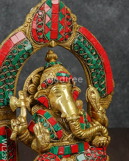 Brass Ganesha With Stone Work - Wl2397 Figurines