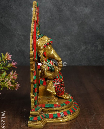 Brass Ganesha With Stone Work - Wl2397 Figurines