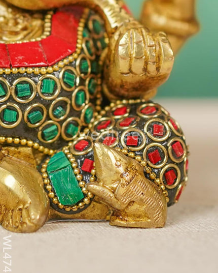 Brass Ganesha With Stonework - Wl4748 Figurines