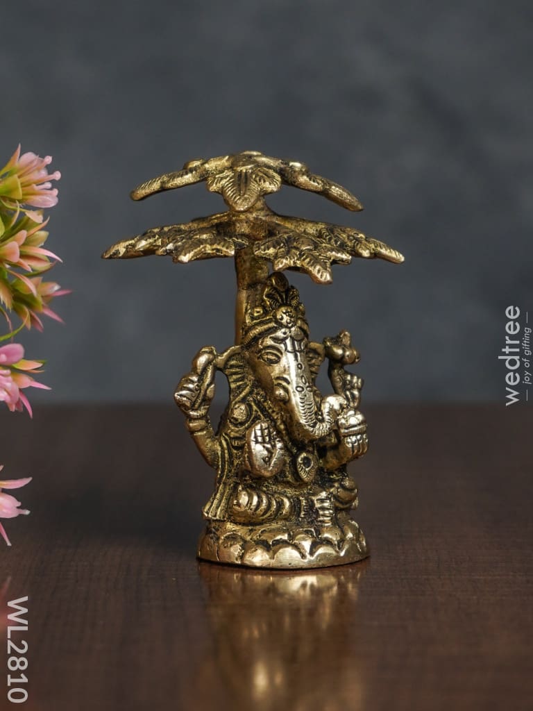 Brass Ganesha With Tree - Wl2810 Figurines