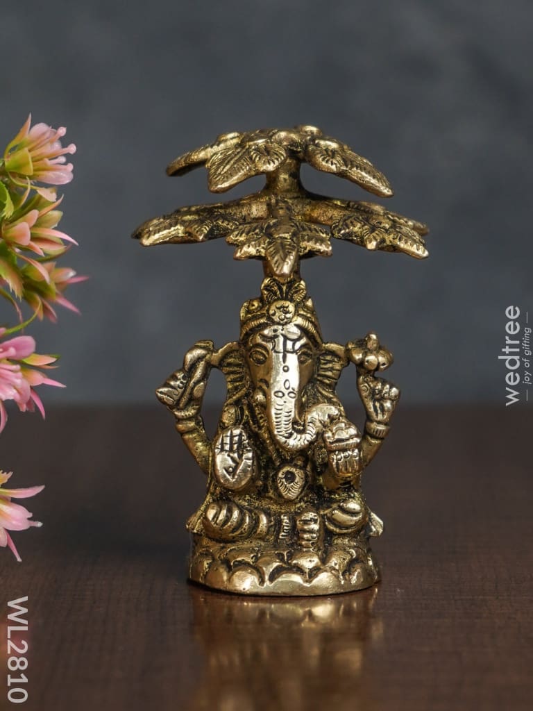 Brass Ganesha With Tree - Wl2810 Figurines