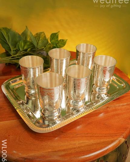 Brass Glass Set With Tray - Wl0065 Utility