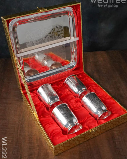 Brass Glass Set With Tray - Wl2222 Utility
