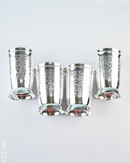 Brass Glass Set with Tray - WL2222 - Brass Utility