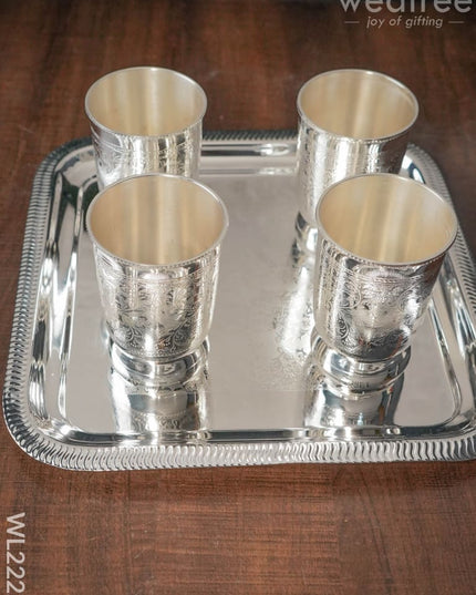 Brass Glass Set With Tray - Wl2222 Utility