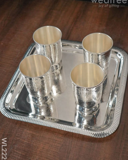 Brass Glass Set With Tray - Wl2222 Utility