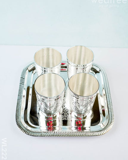 Brass Glass Set with Tray - WL2222 - Brass Utility