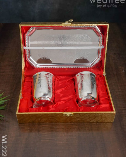 Brass Glass Set With Tray - Wl2223 Utility