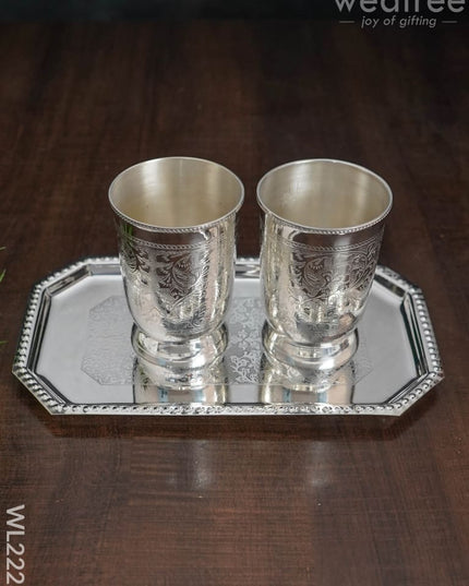 Brass Glass Set With Tray - Wl2223 Utility