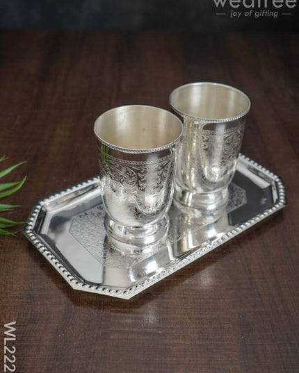 Brass Glass Set With Tray - Wl2223 Utility