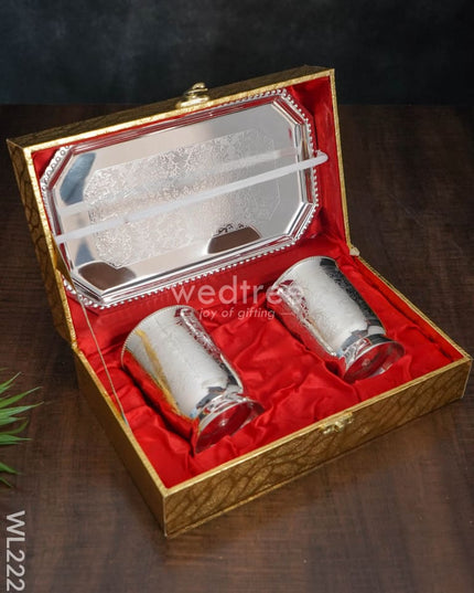 Brass Glass Set With Tray - Wl2223 Utility