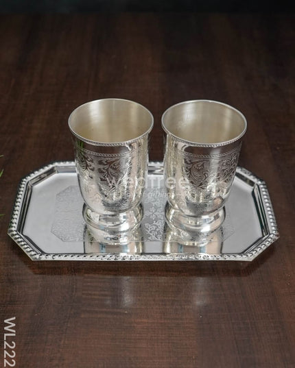 Brass Glass Set With Tray - Wl2223 Utility
