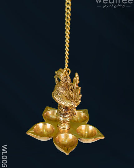 Brass Hanging Annapakshi Five-Face Diya - WL0057 - Brass Diya